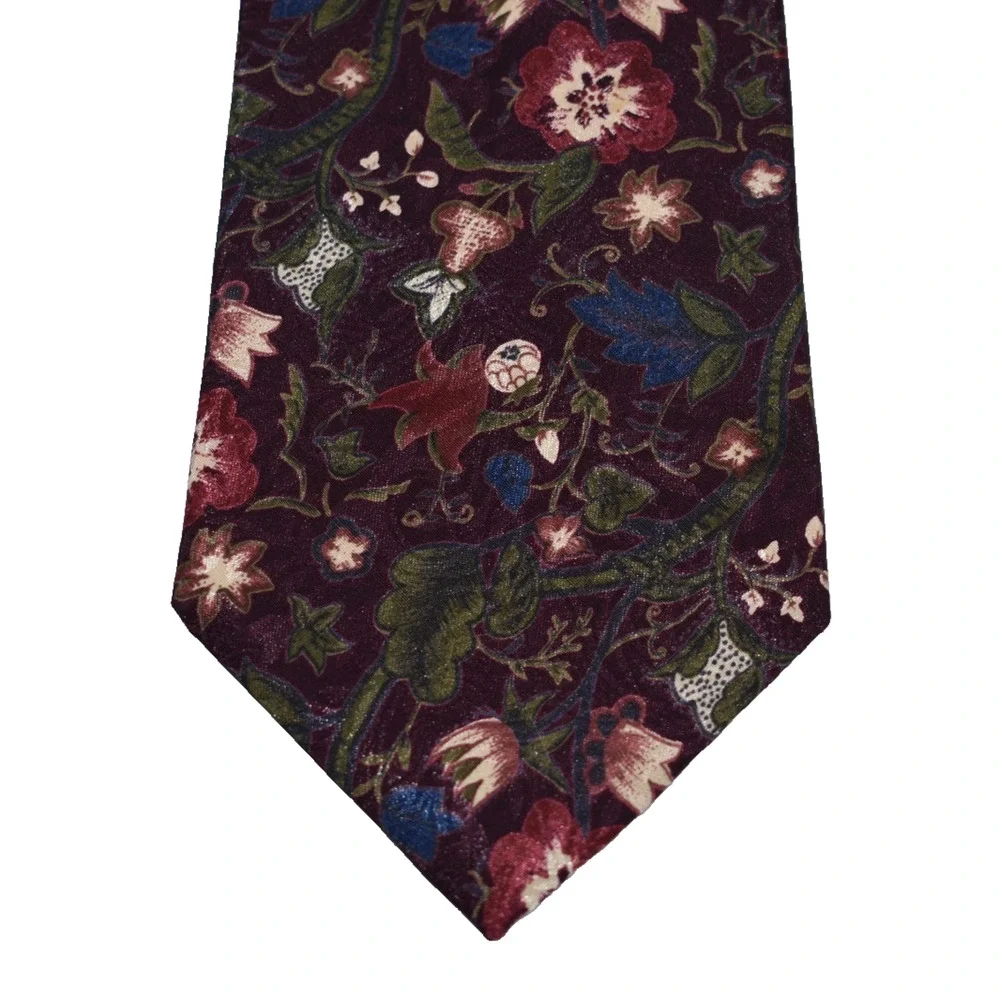 Vtg Christian Dior Monsieur Necktie Neck Tie - Floral Burgundy - Harry Styles